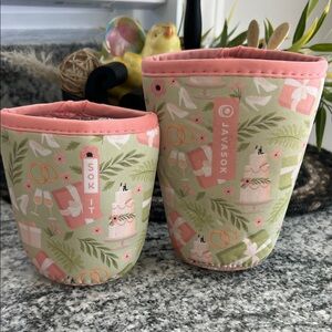 Javasok Pink & Sage Wedding Print Can Cooler Sleeve Set